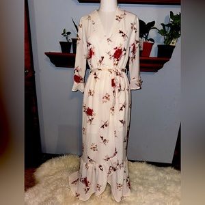 Rose floral wrap dress size medium